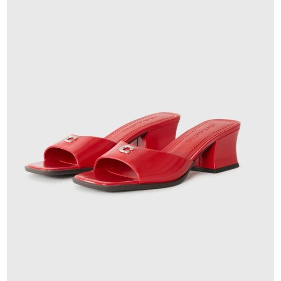 Coach Sculpt C Sandals Women's Size 8 Sport Red Patent Leather Block Heel - Picture 1 of 5